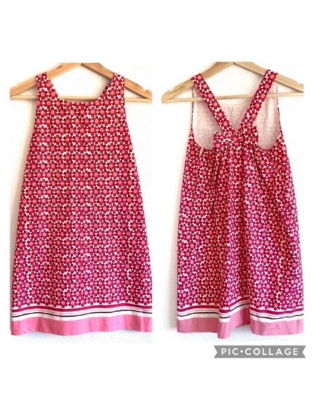 kate spade Pink Geometric Floral A-Line Racerback Bow Sundress